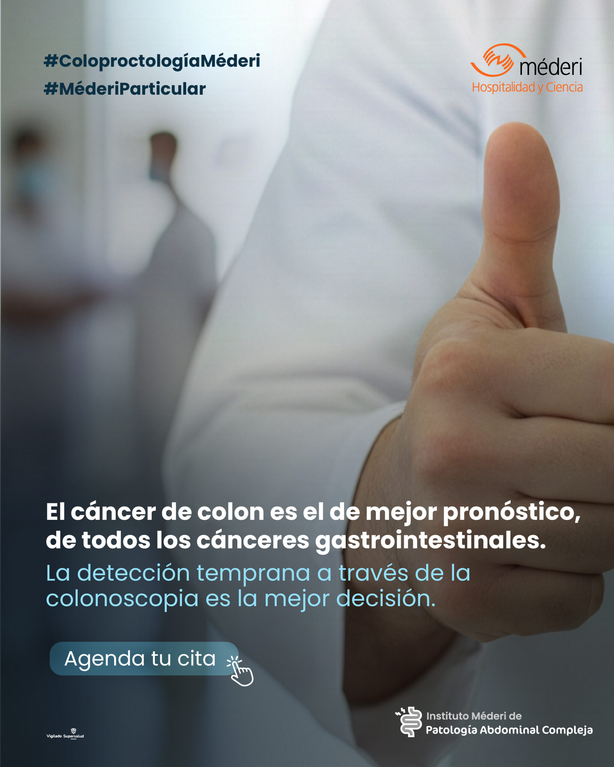 Banner publicitario de Méderi Particular sobre detección temprana y prevención de cáncer de colon.